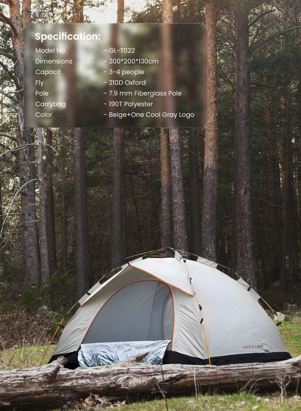 Green Lion Gt 3 Camping Tent Biege – image 4