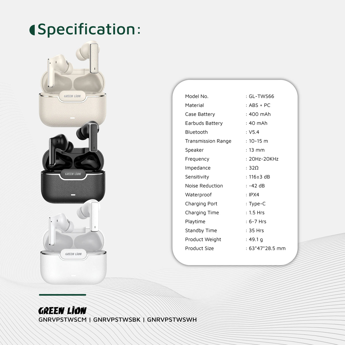 Green Lion River Plus True Wireless Earbuds - Cream – image 7