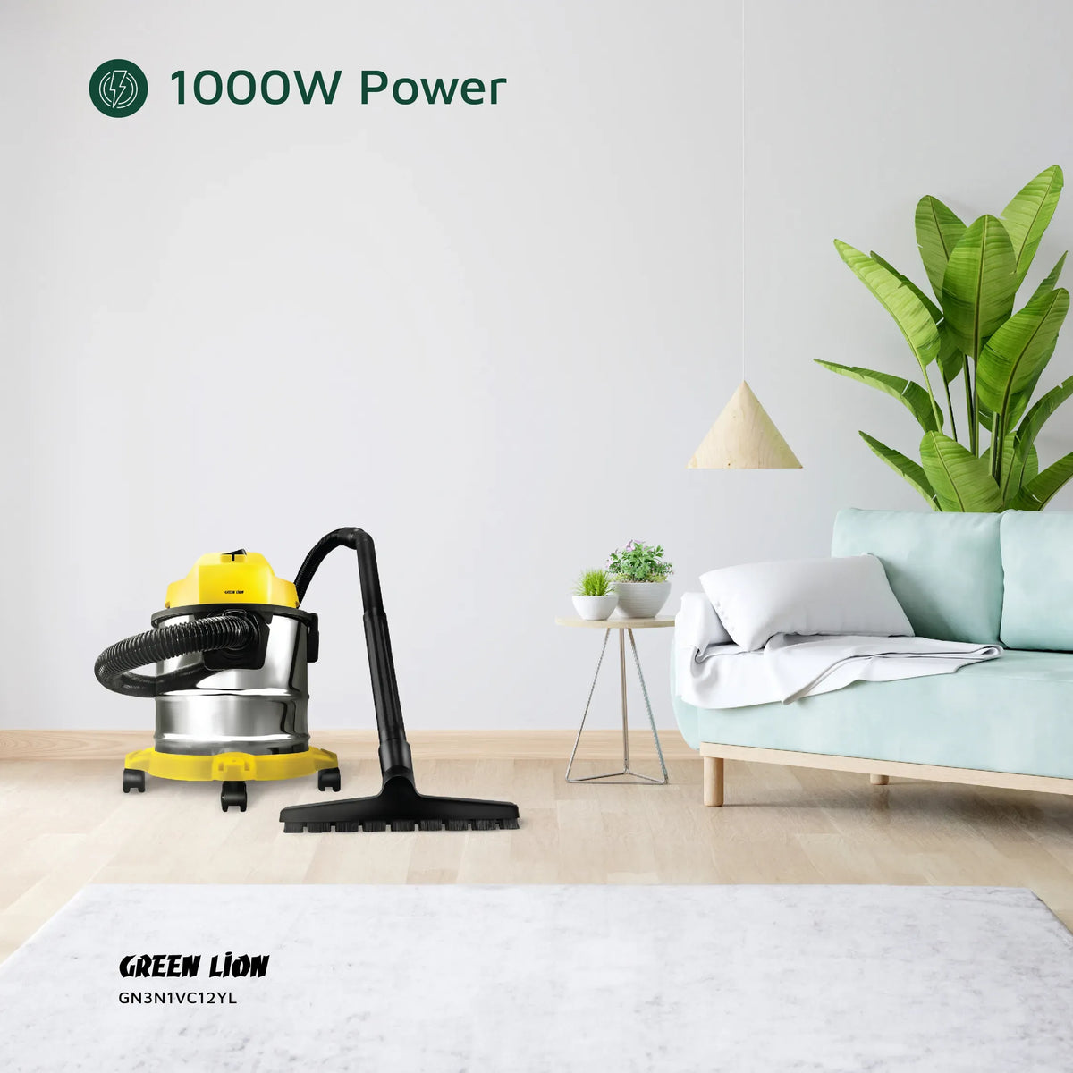 Green Lion Ultra 3 In 1 Vacuum Cleaner 12 L 1000 W - Yellow – image 5