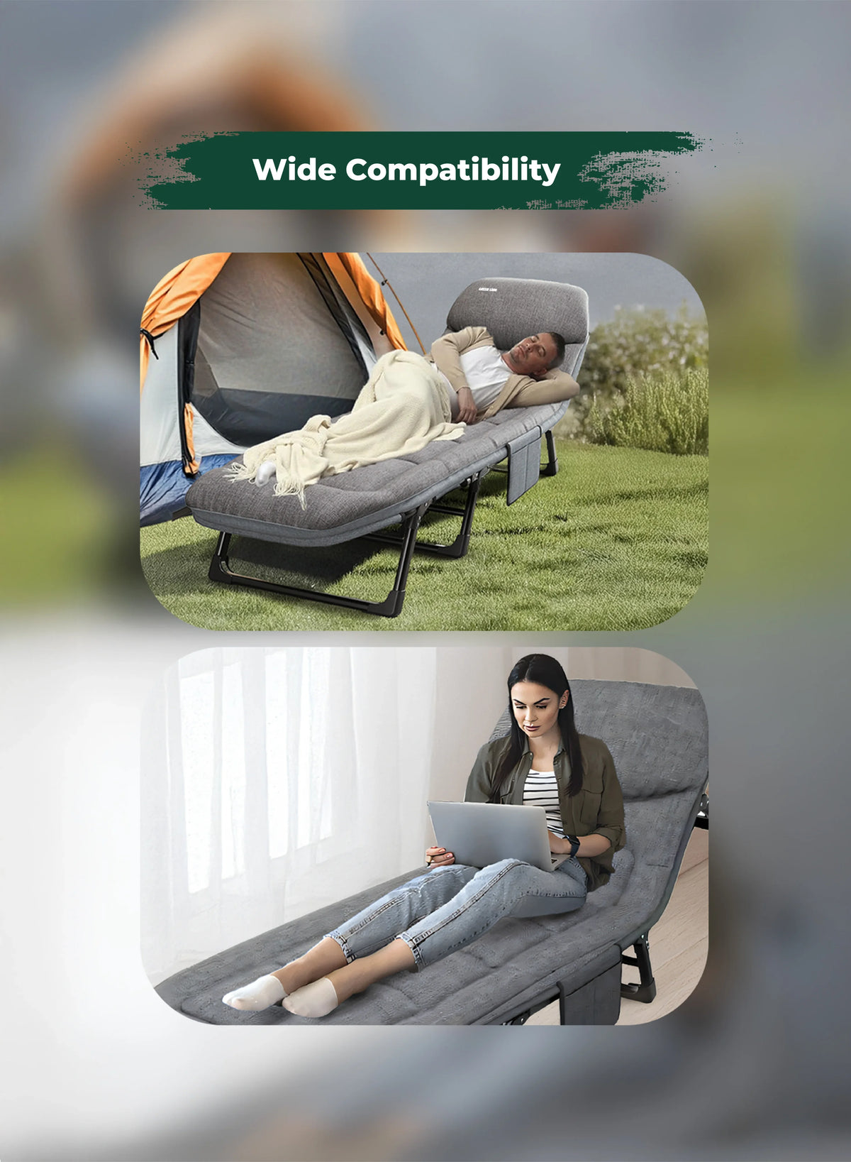 Green Lion Foldable Camping Bed Gray – image 6