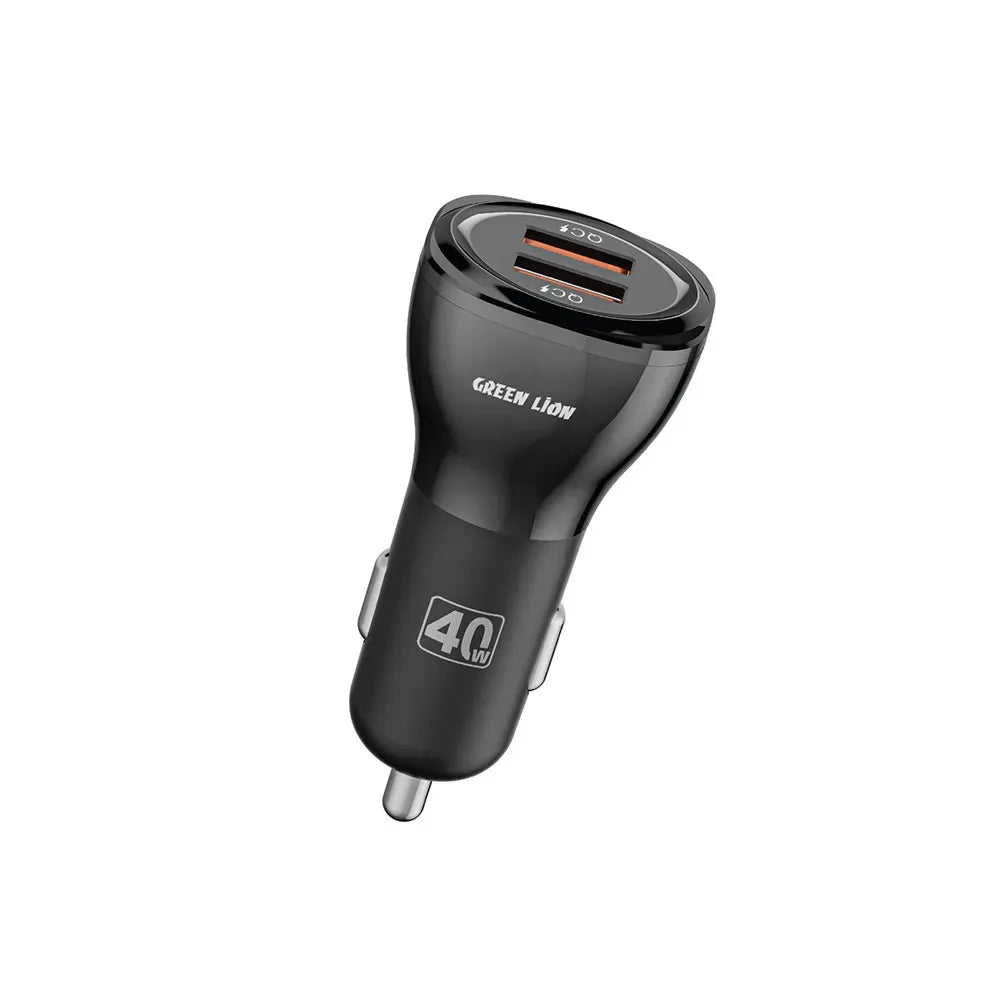 Green Lion Dual QC 3.0 Car Charger 40 W(QC 20 W*2)With USB-Ato Lightning Cable 1 M - Black – image 2