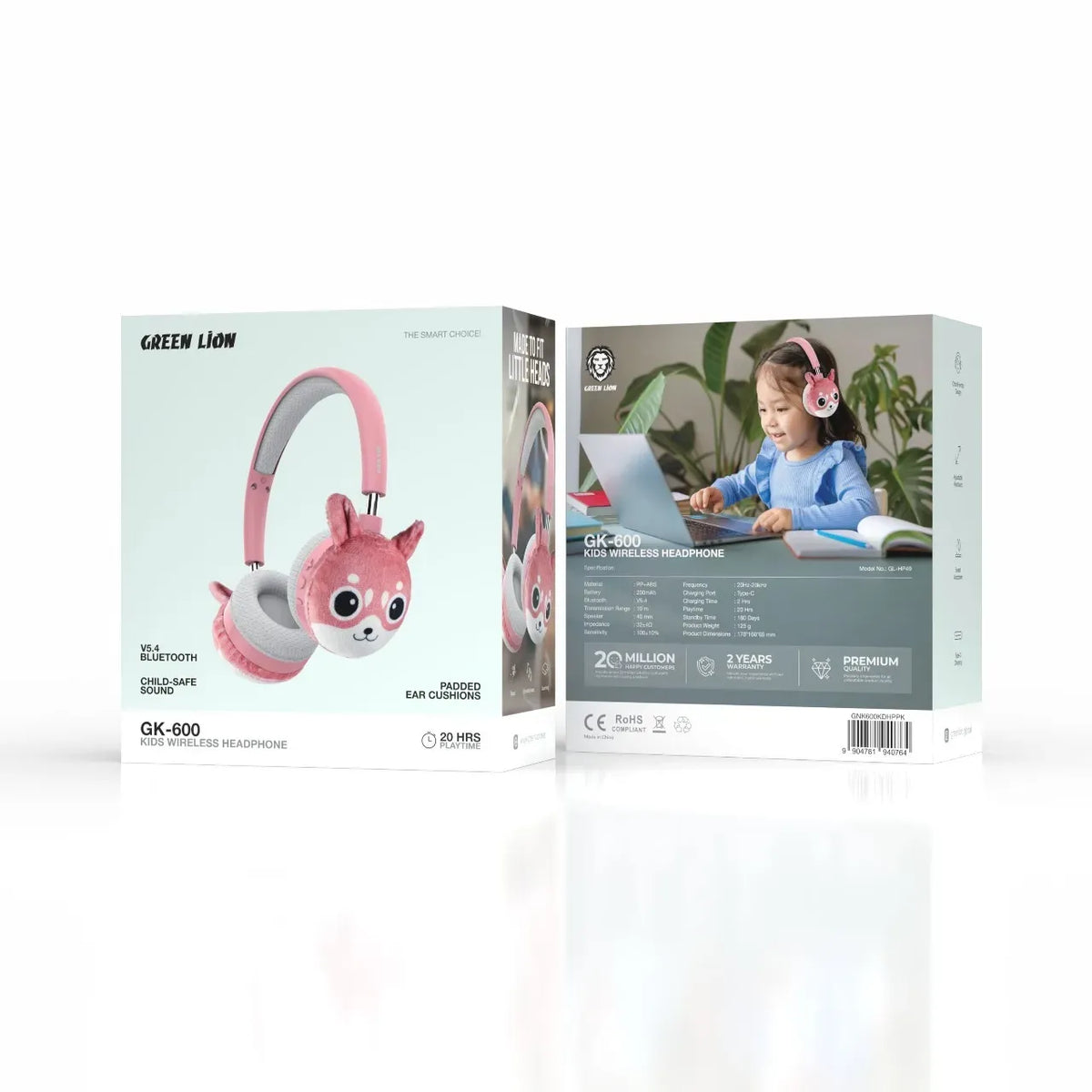 Green Lion GK-600 Kids Wireless Headphone - Pink – image 3
