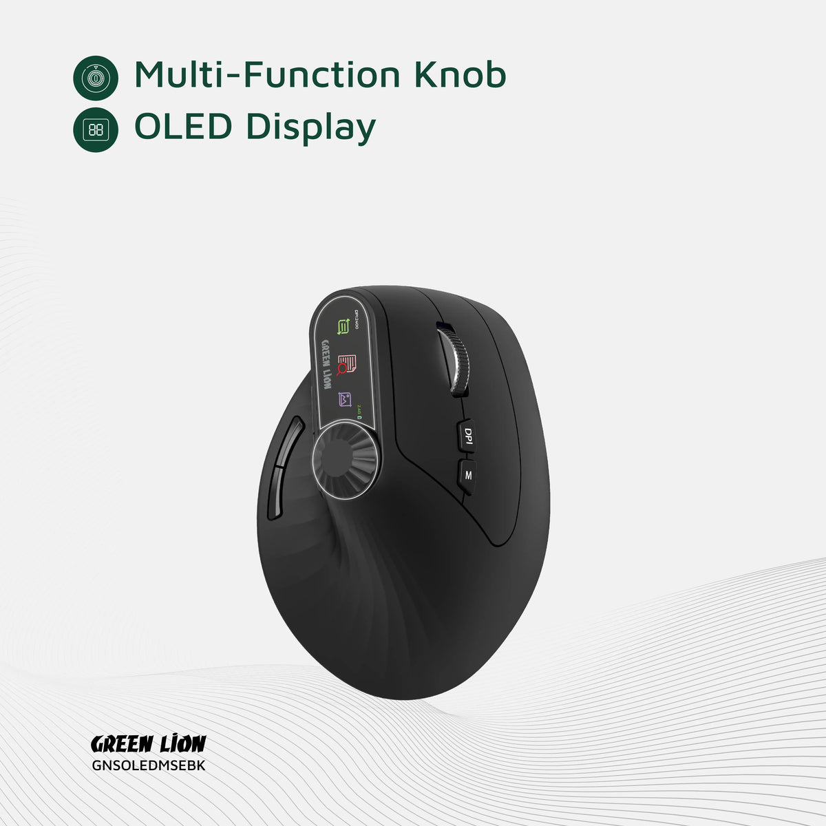 Green Lion Smart OLED Vertical Mouse Black – image 7