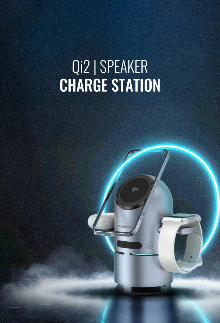 Powerology Qi2 Speaker Charge Station Gray – image 12