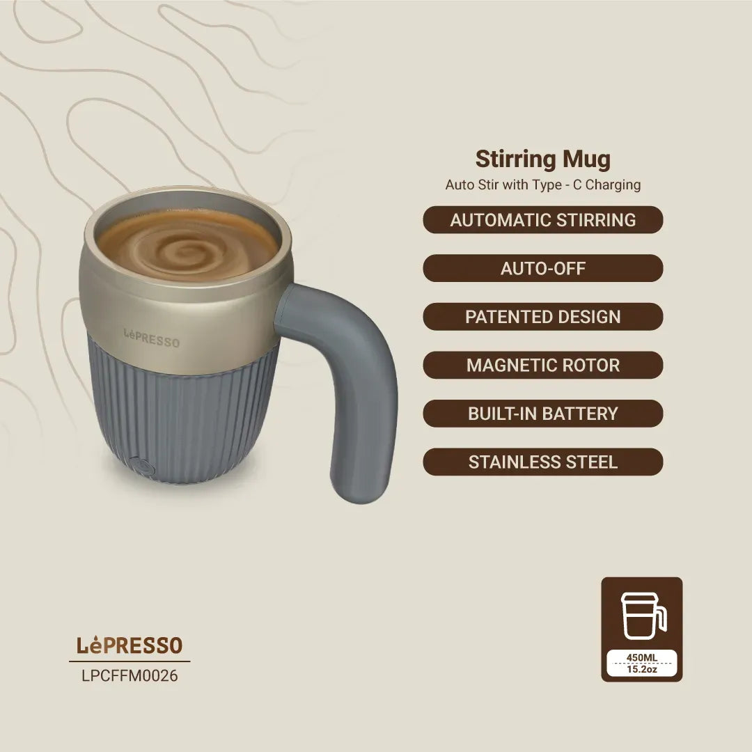 LePresso Auto Magnetic Stirring Mug 450ml Gray – image 8