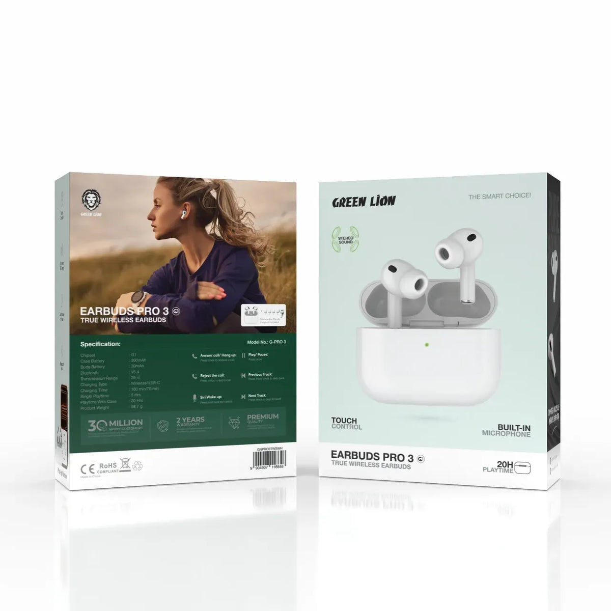 Green Lion Earbuds Pro 3 True Wireless Earbuds White – image 5