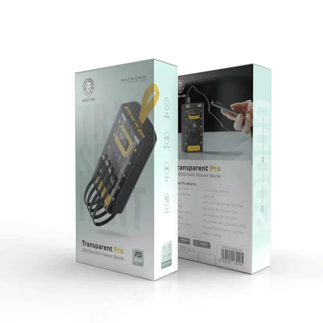 Green Lion Transparent Pro 20000mAh Power Bank Black – image 3
