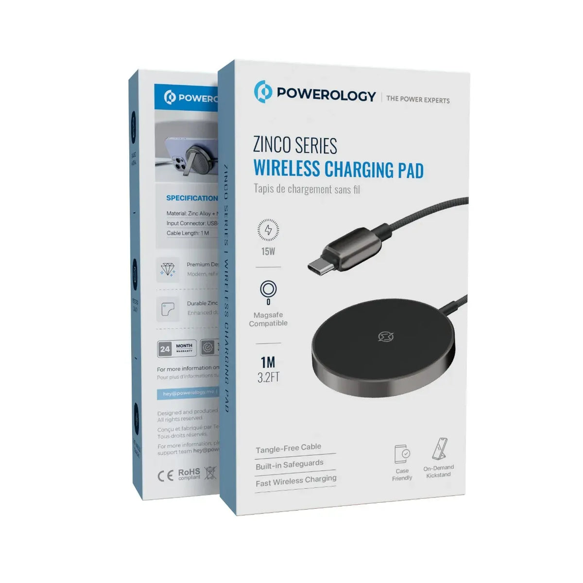 Powerology Zinco Series Wireless Charging Pad Dark Gray – image 4