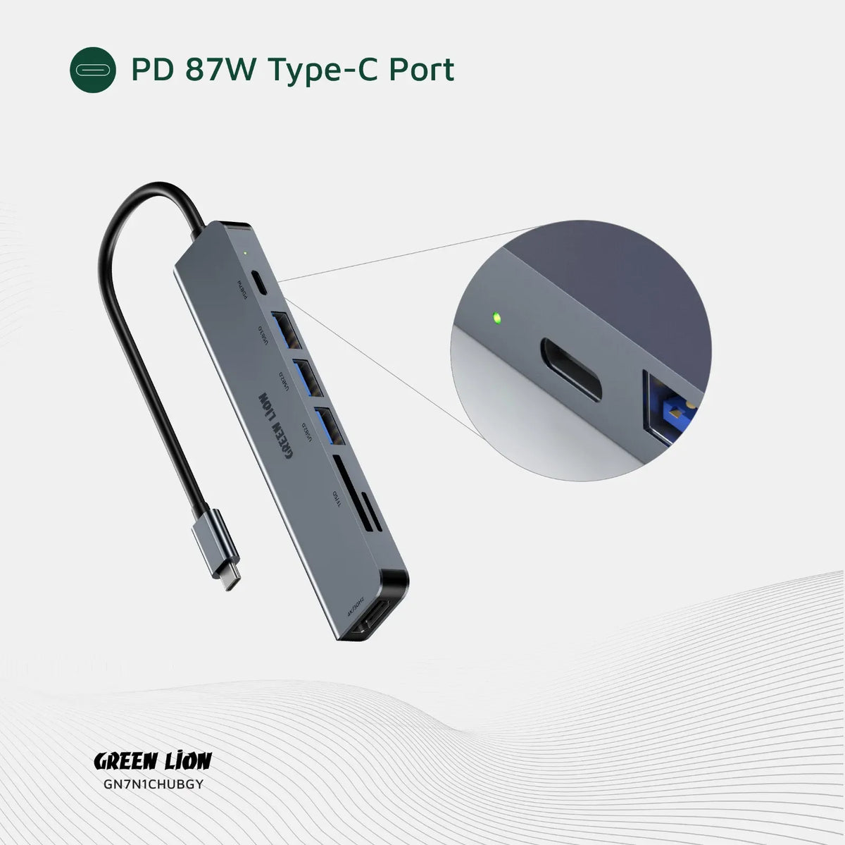 Green Lion 7 in 1 USB C Hub Gray – image 2