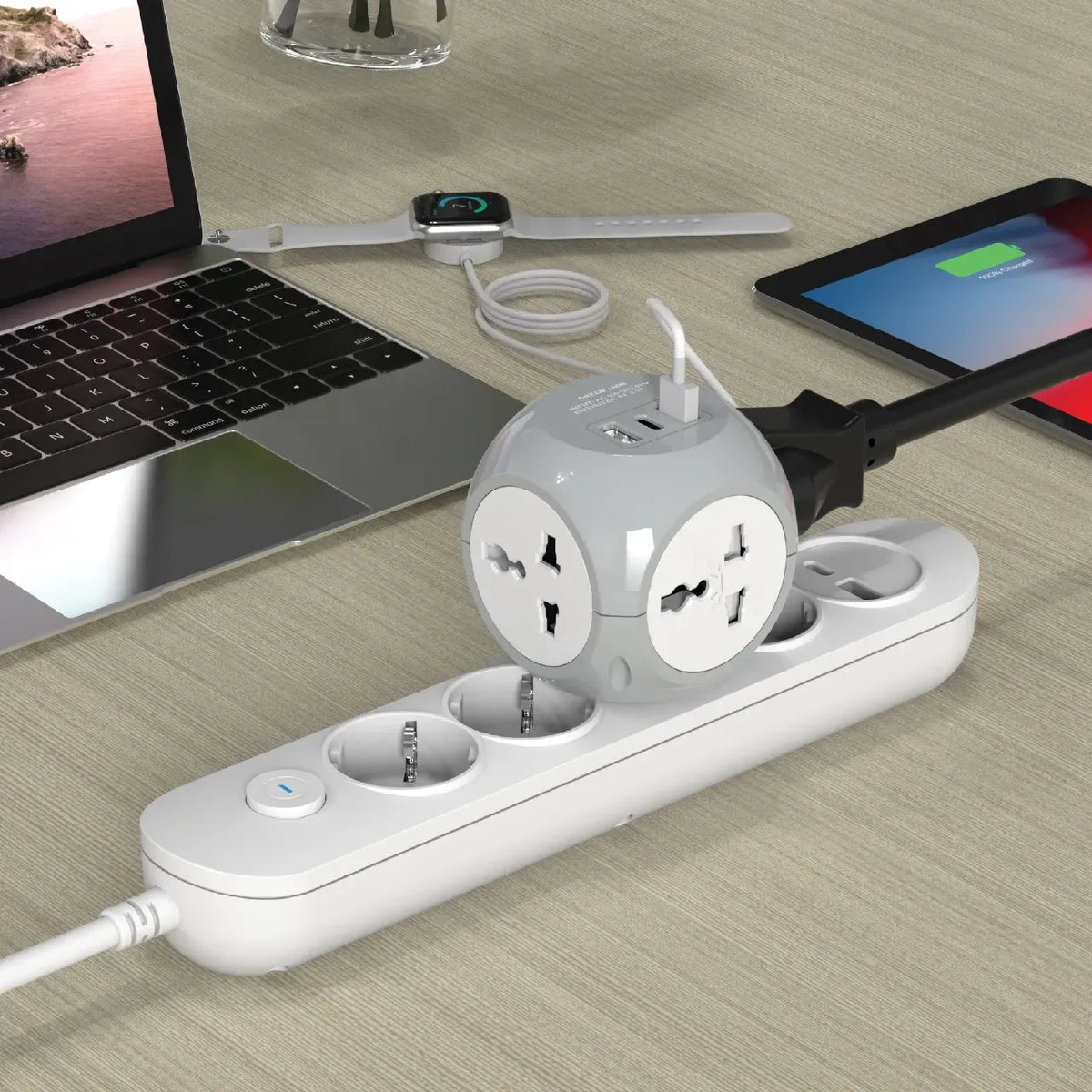 Green Lion Multiport Travel Adapter White – image 3
