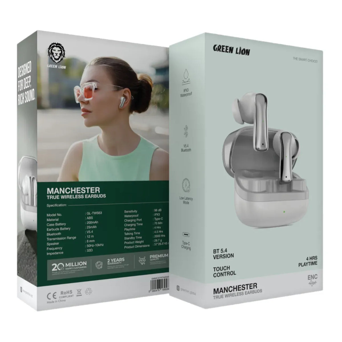 Green Lion Manchester True Wireless Earbuds - White – image 3