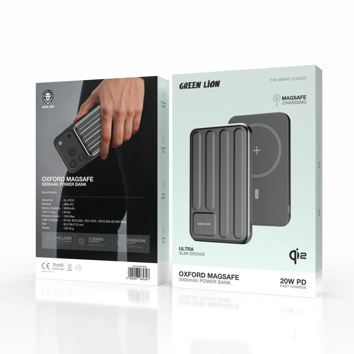 Green Lion Oxford MagSafe 5000 m Ah Power Bank Qi 2 PD 20 W - Grey – image 2