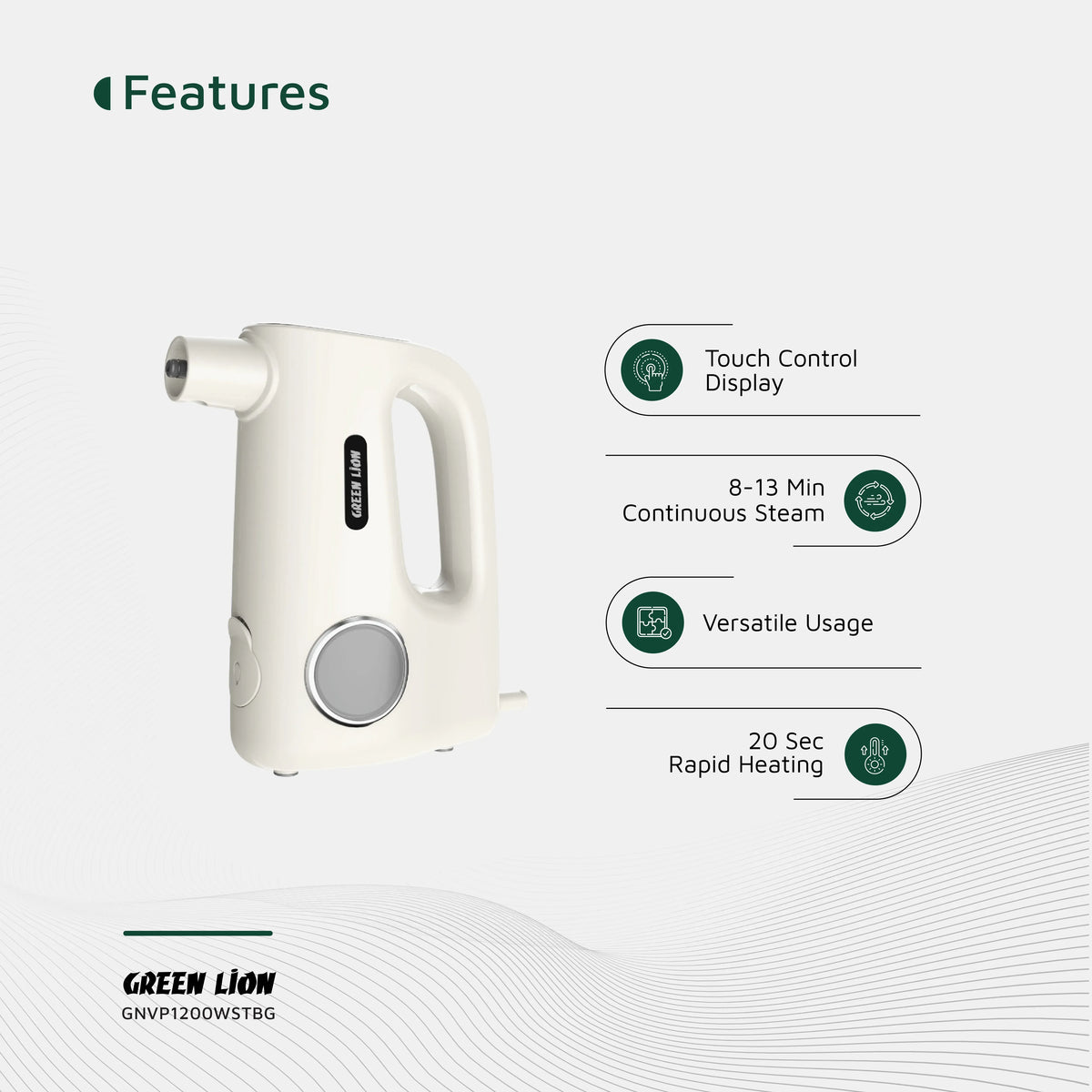 Green Lion Vapor Pro Steam Cleaner 1200w Beige – image 9