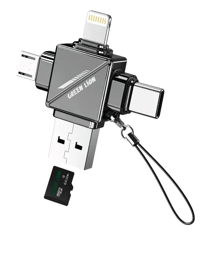 Green Lion 4 in 1 Tf Card Reader Gray – image 4
