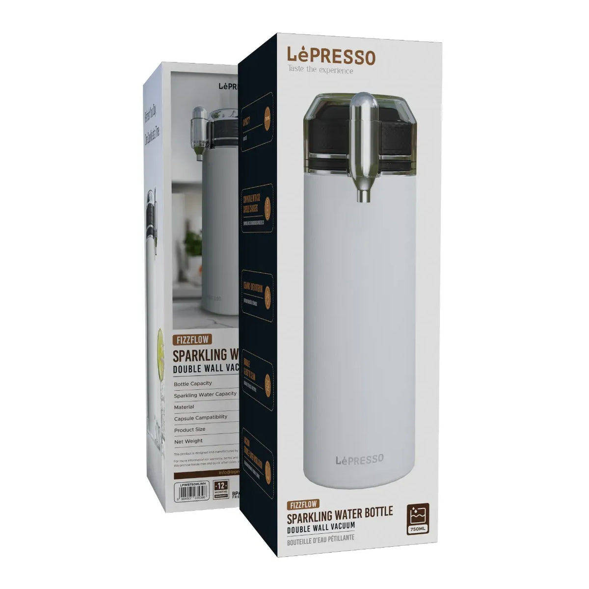 LePresso Sparkling Water Bottle Double Wall Vacuum - White – image 4