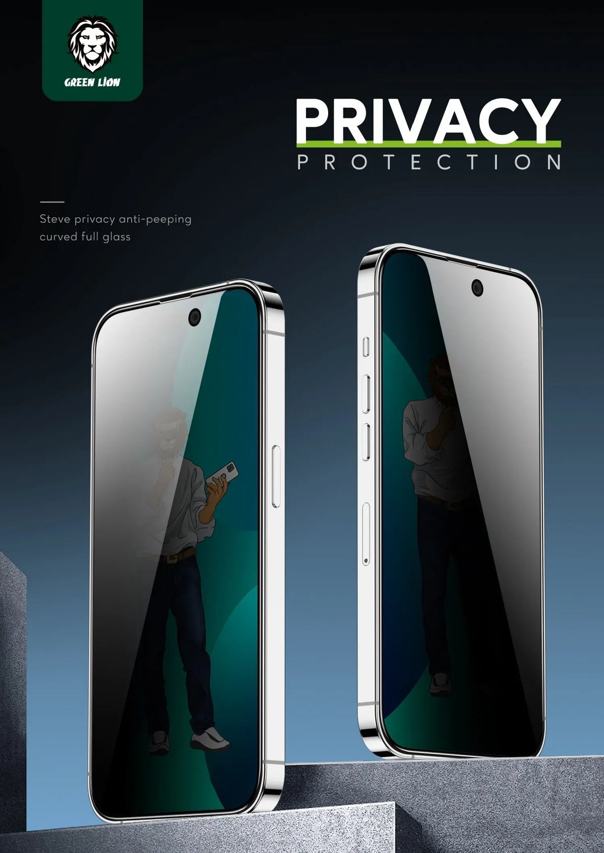 Green Lion 3d Scratch Free Round Edge Glass Screen Protector for Iphone 14 Pro – image 6