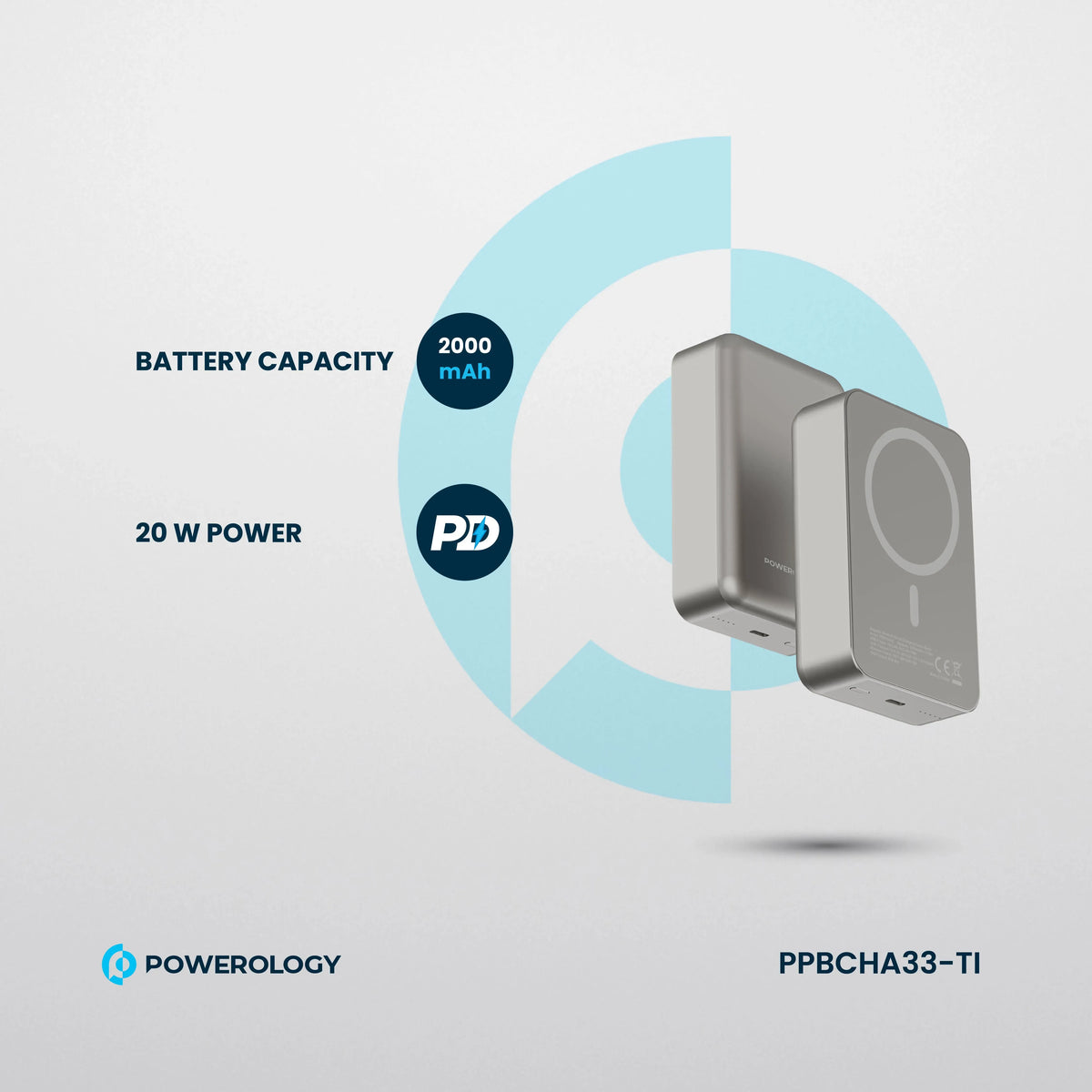 Powerology Spetano 20000 m Ah MagSafe Aluminum Power Bank PD 20 W - Titanium – image 12