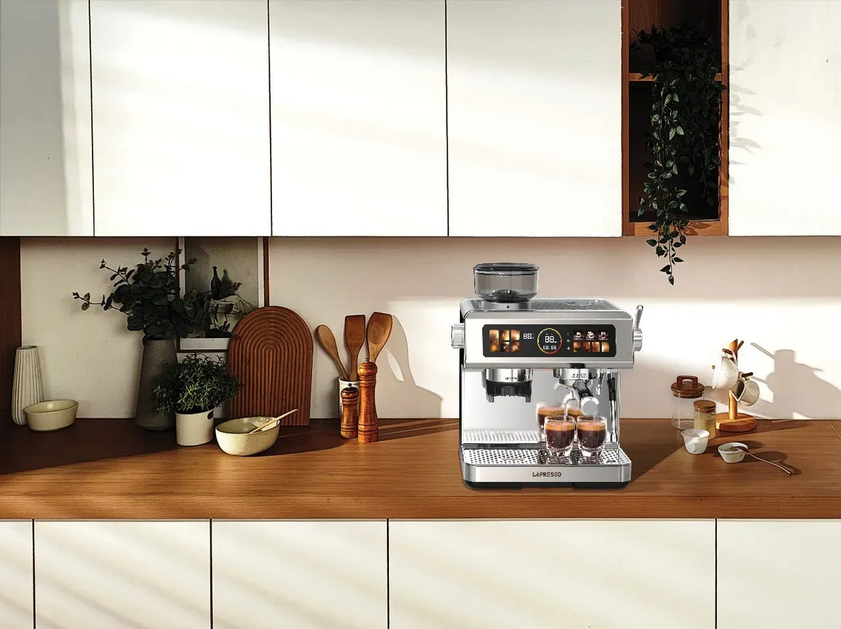 LePresso Deliziosa Semi Automatic Coffee Machine with Touch Control Panel Silver – image 4