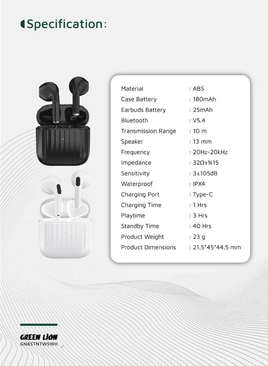 Green Lion Austin True Wireless Earbuds - White – image 11
