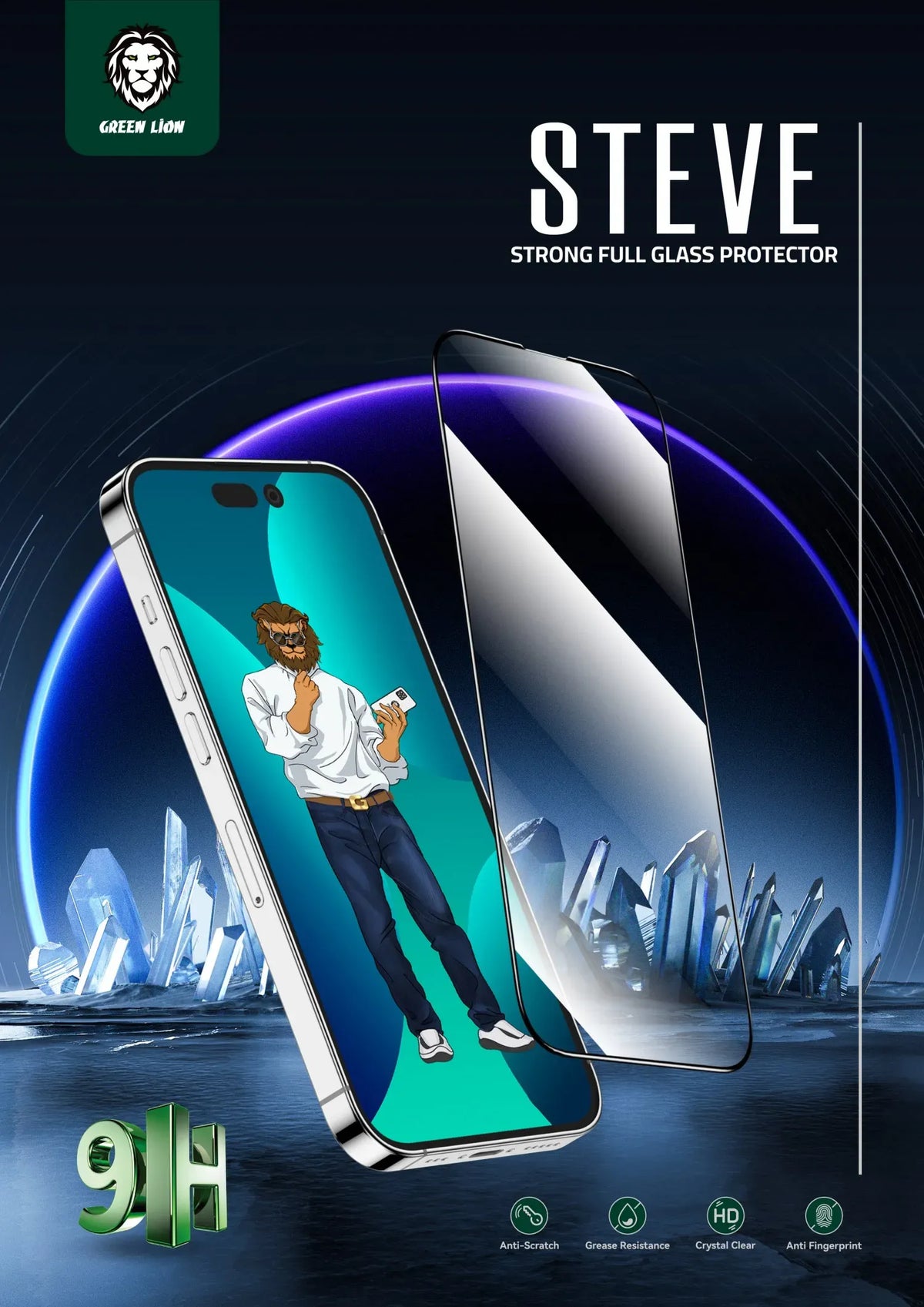 Green Lion 9 HSteve HD Screen Protector - Black Edge/Clear – image 8