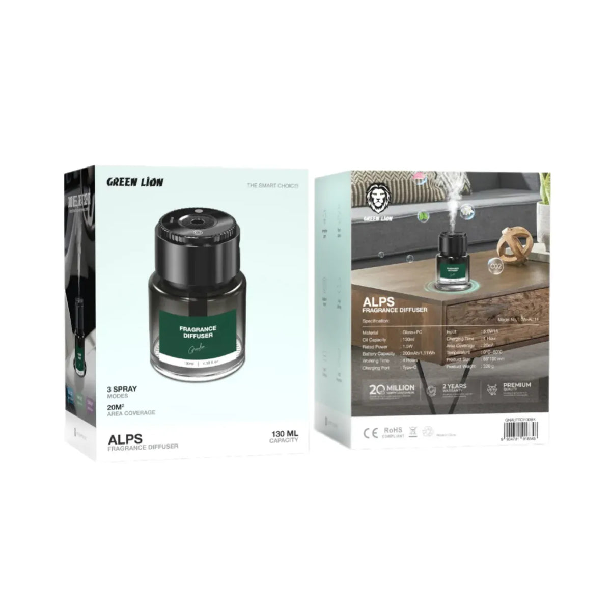 Green Lion Alps Fragrance Diffuser 130ml Black – image 3
