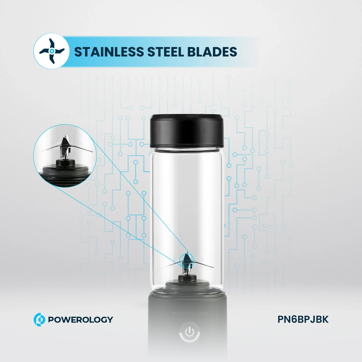 Powerology New 6 Blade Portable Juicer 450ml 126w Black – image 1