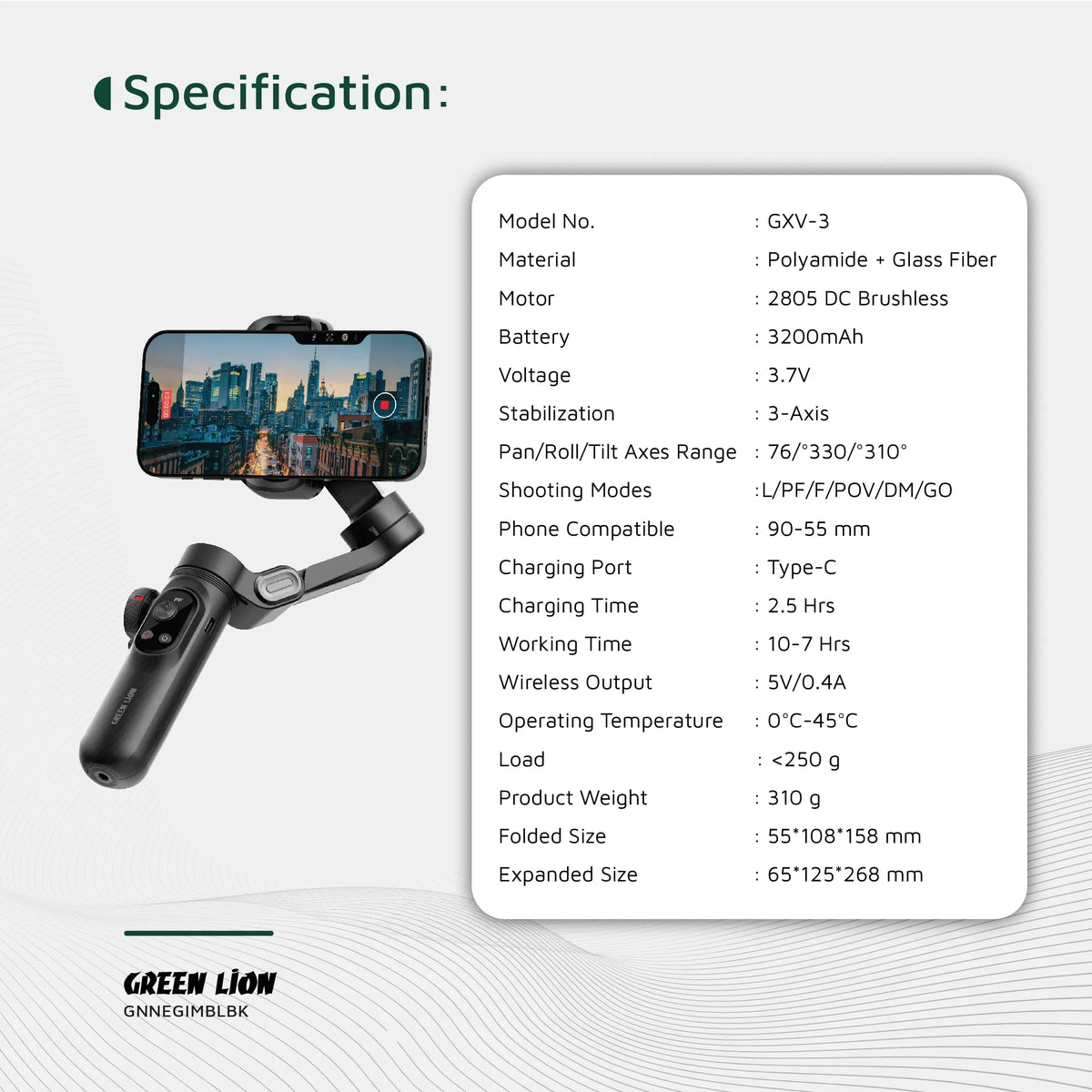 Green Lion New York Gimbal Smart Face Tracking Black – image 7