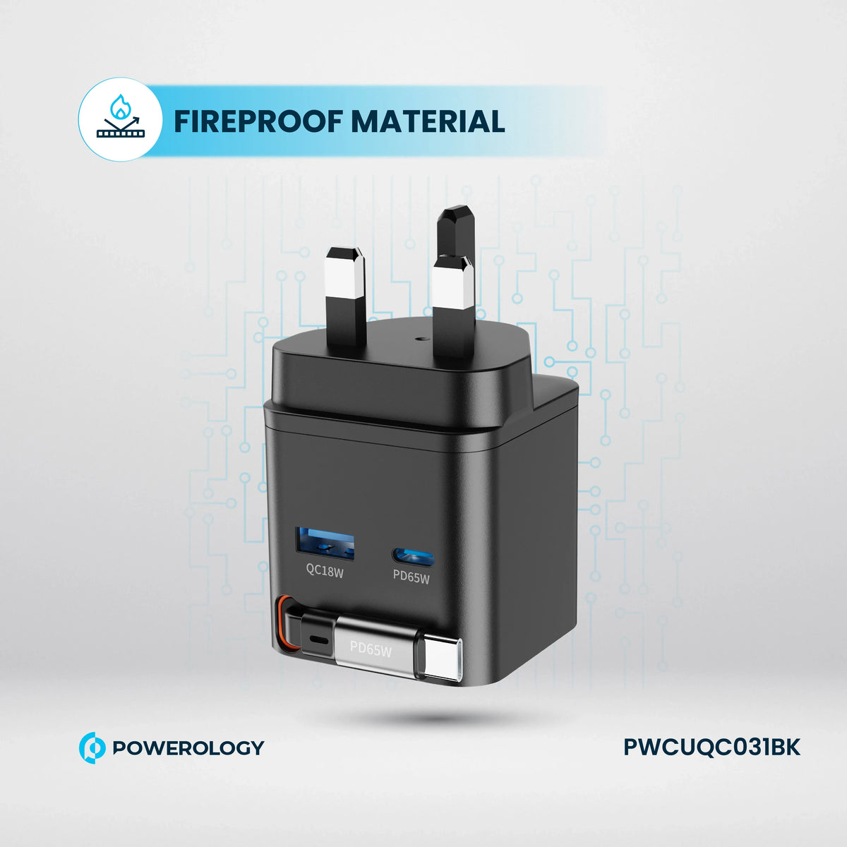 Powerology Dual Port |Retractable Ga NCharger - Balck – image 14