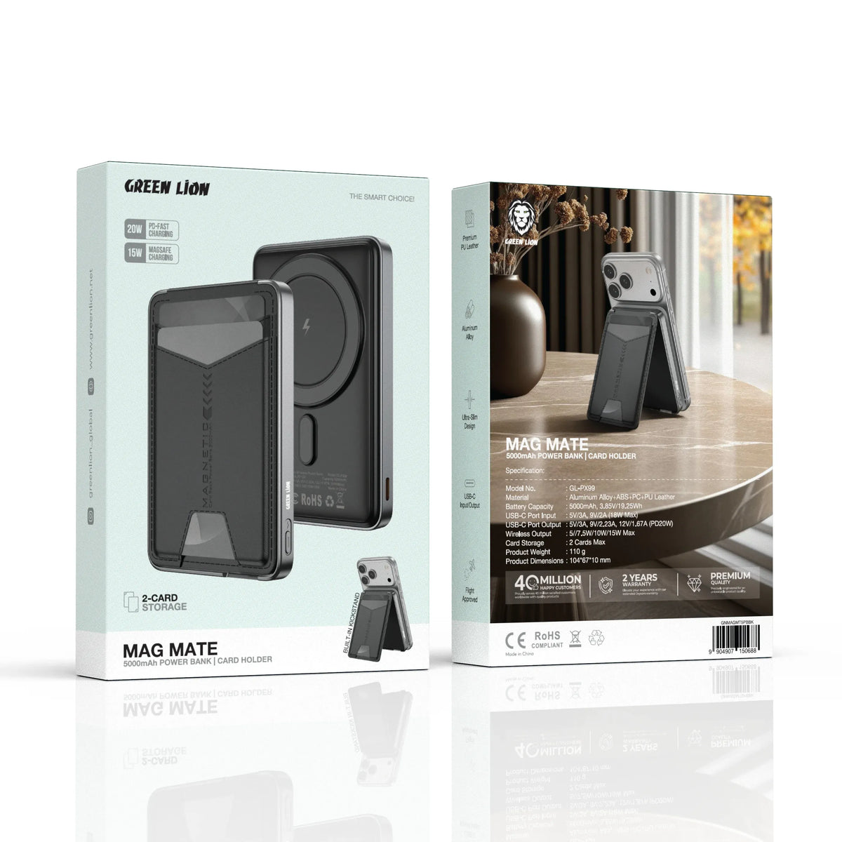 Green Lion Mag Mate 5000 m Ah Power Bankwith Card Holder - Black – image 3