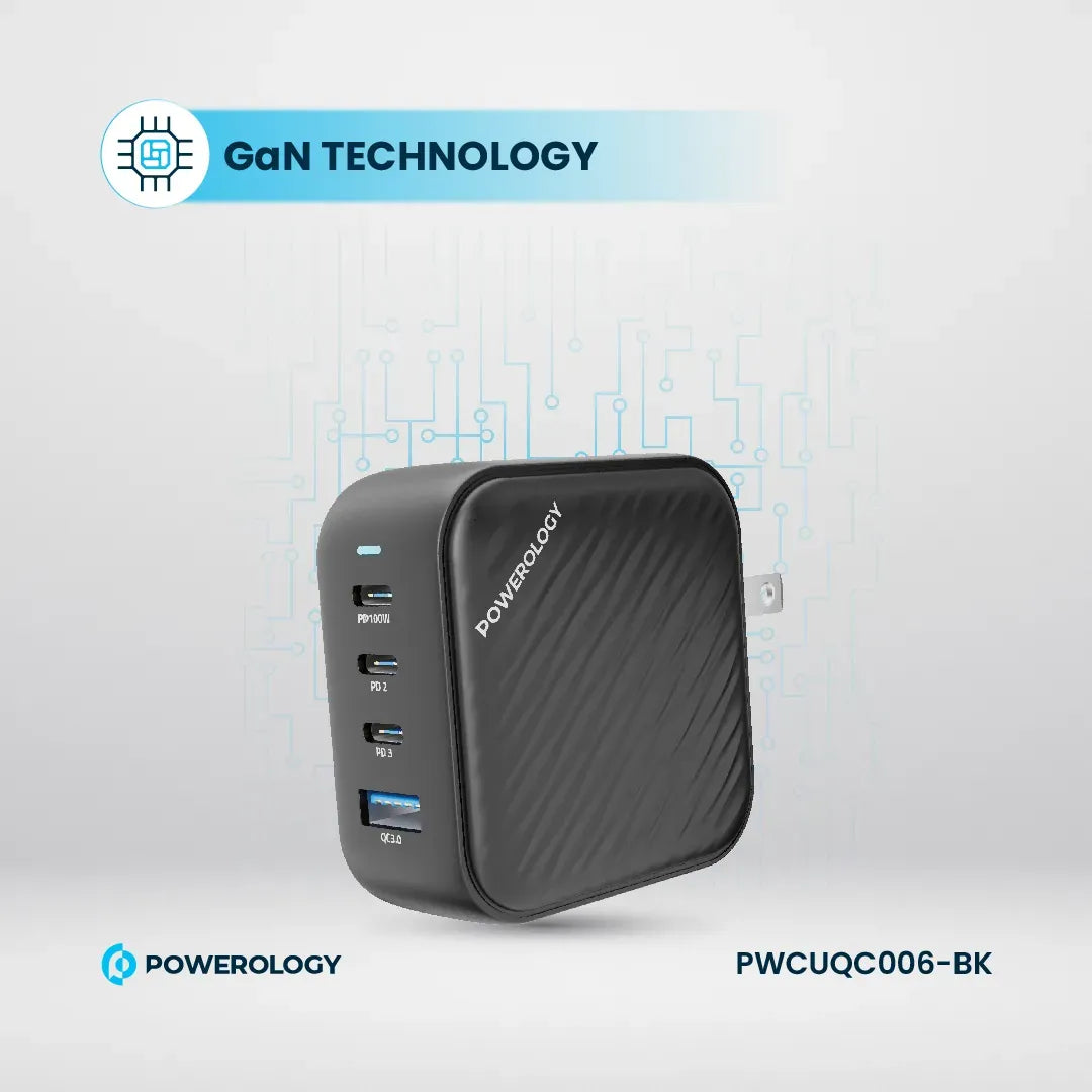 Powerology 100 W Triple PDGa N Charger +1 QC 3.0 World Travel Kit - Black – image 4