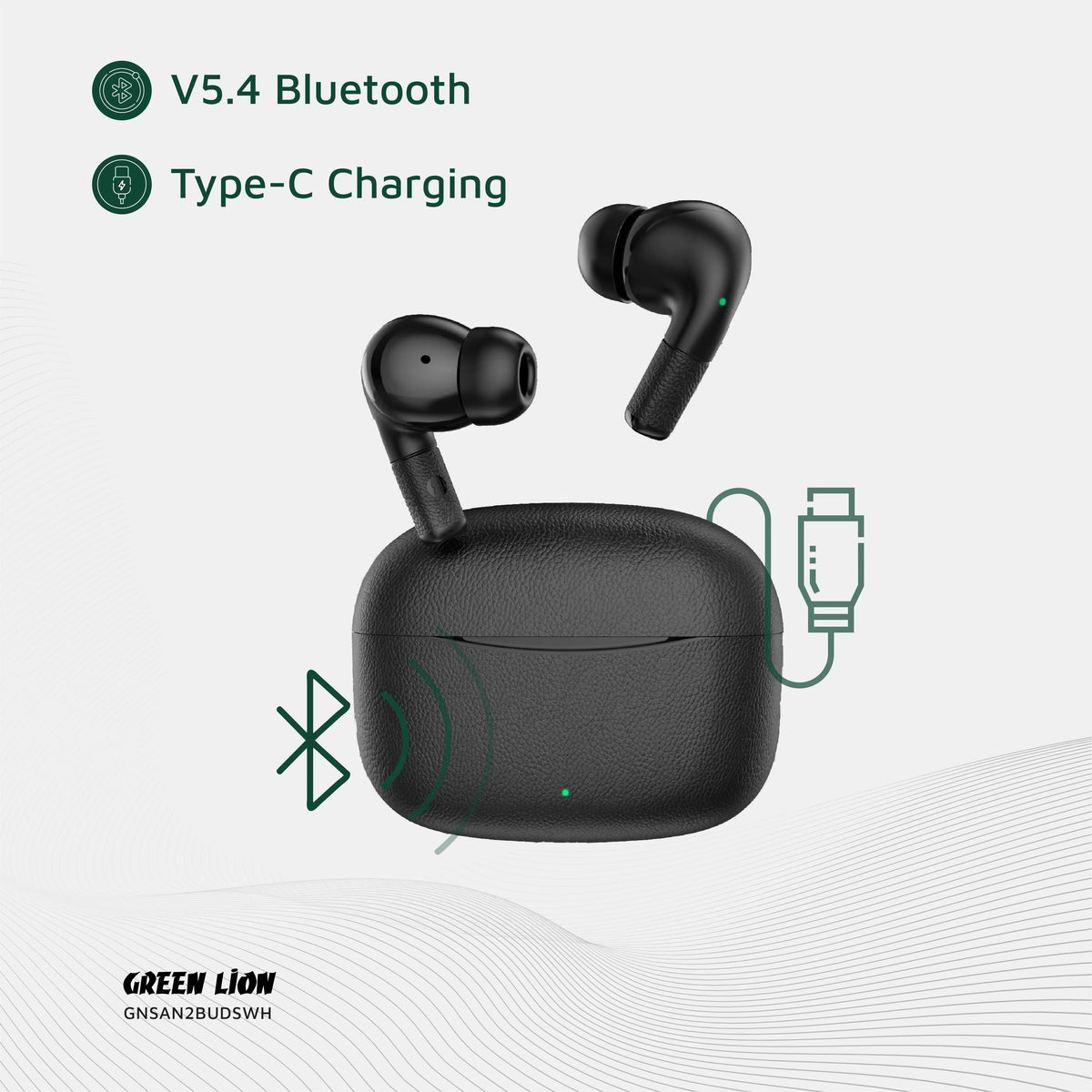 Green Lion Santorini 2-True Wireless Earbuds TWS - Black – image 13