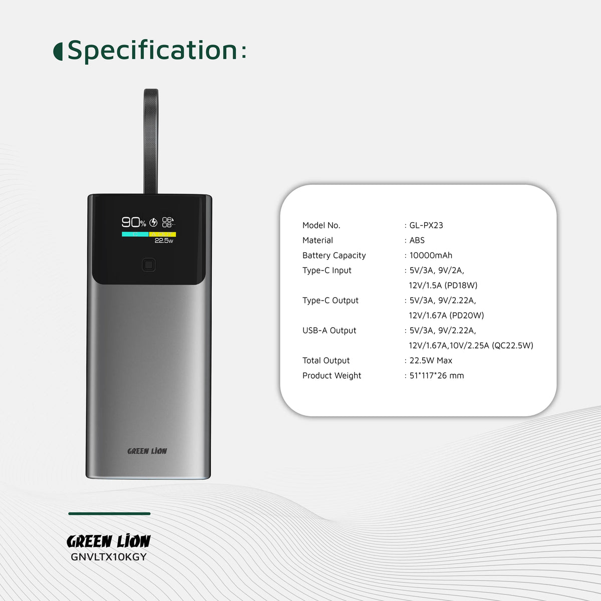 Green Lion Voltix 10000mAh Power Bank Pd20w Grey – image 14