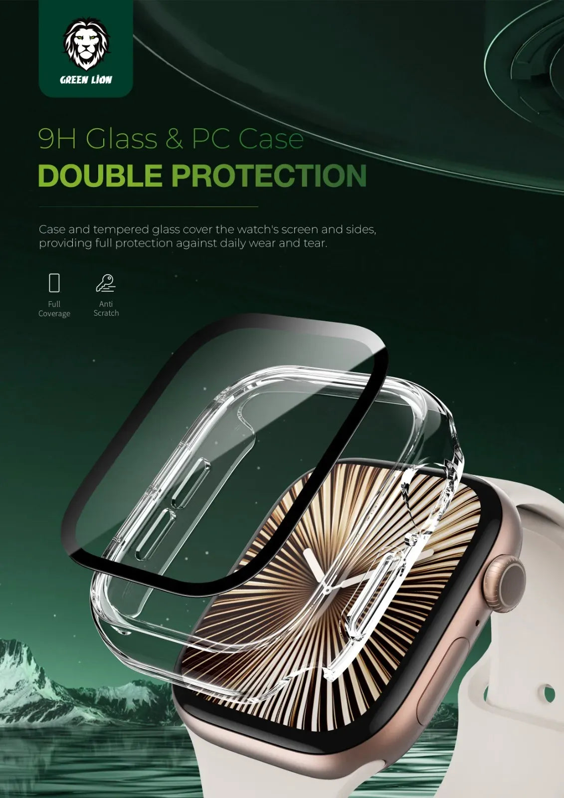 Green Lion Guard Plus PC Casefor Apple Watch - Clear – image 6
