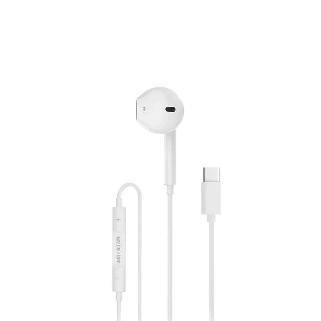 Green Lion Wired Mono Earphones with Type C Connector White – image 3
