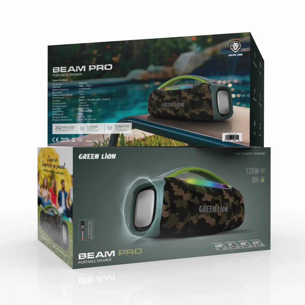 Green Lion Beam Pro Portable Speakerwith Microphone 120 W