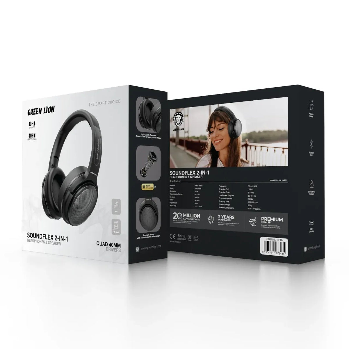 Green Lion SOUNDFLEX 2-in-1 Headphonesand Speaker - Black – image 4