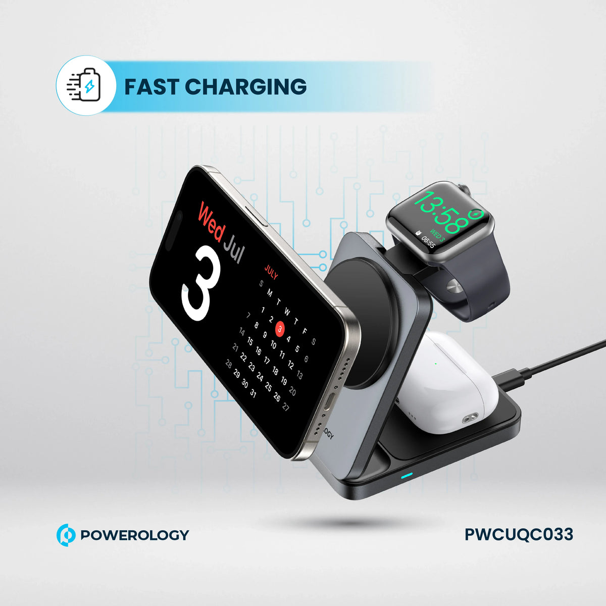 Powerology Qi2 Fast Charging Multi Device Hub Black – image 14