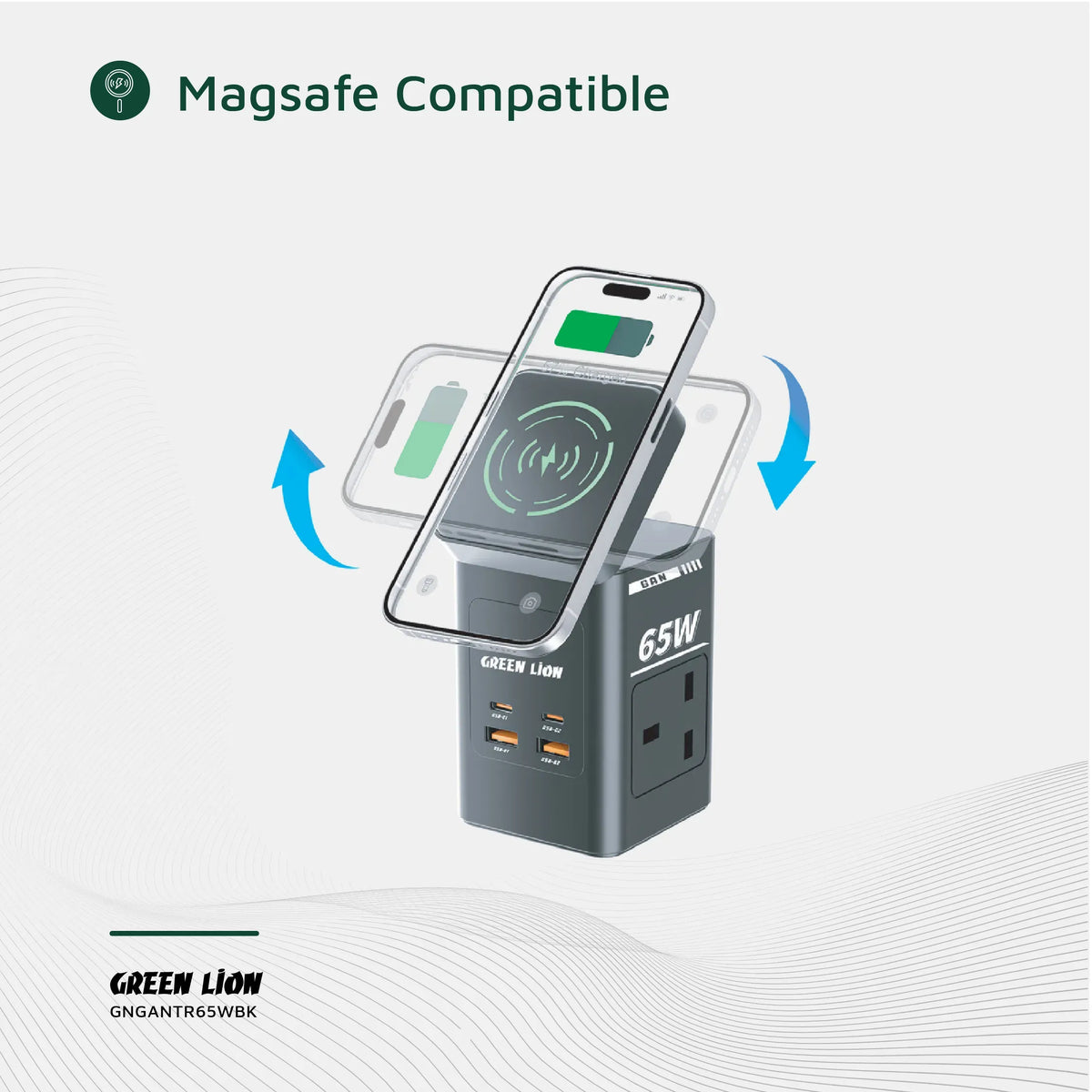 Green Lion Gan 65w Multi Port Travel Adapter Black – image 5