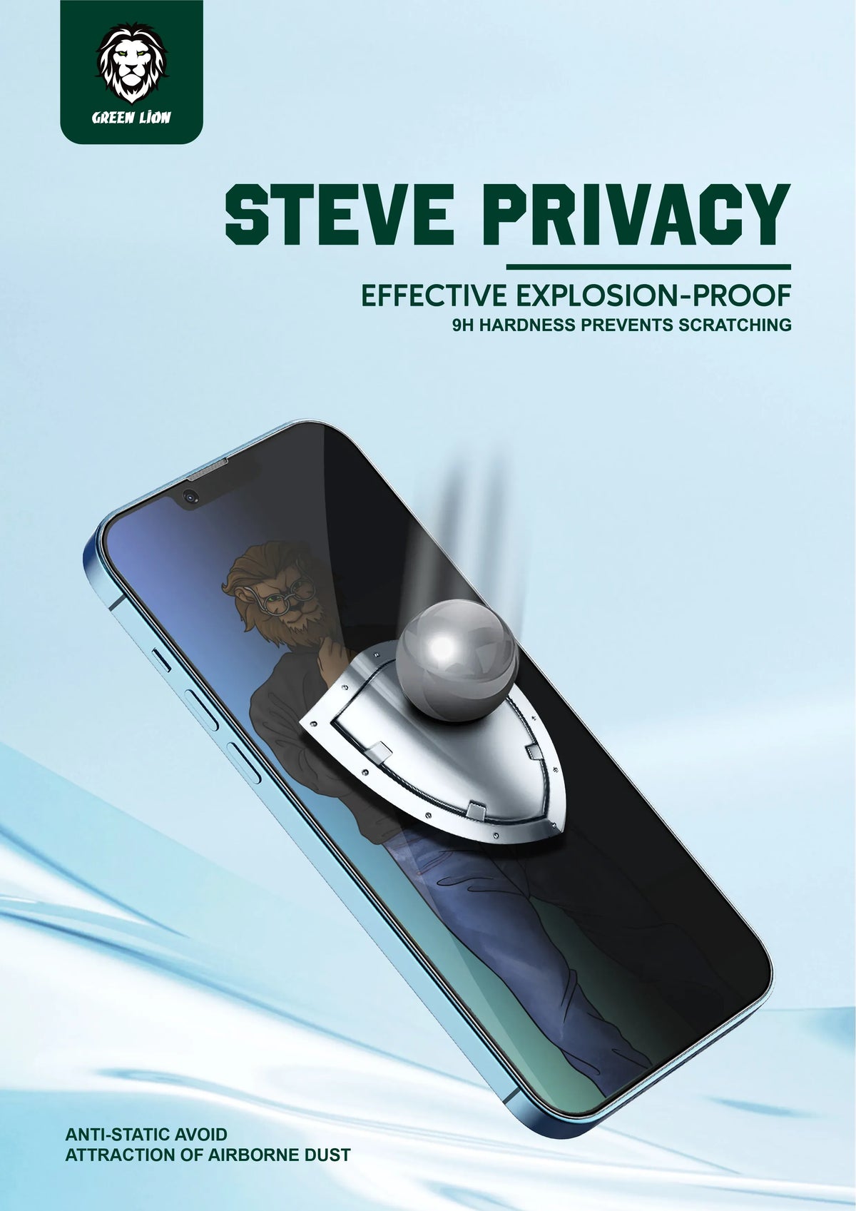 Green Lion 9h Steve Privacy Full Glass Screen Protector for Iphone 12 12 Pro – image 12