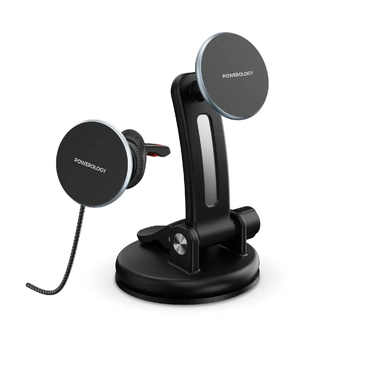 Powerology Airwave Magnetic Wireless Car Charger Gray – image 2