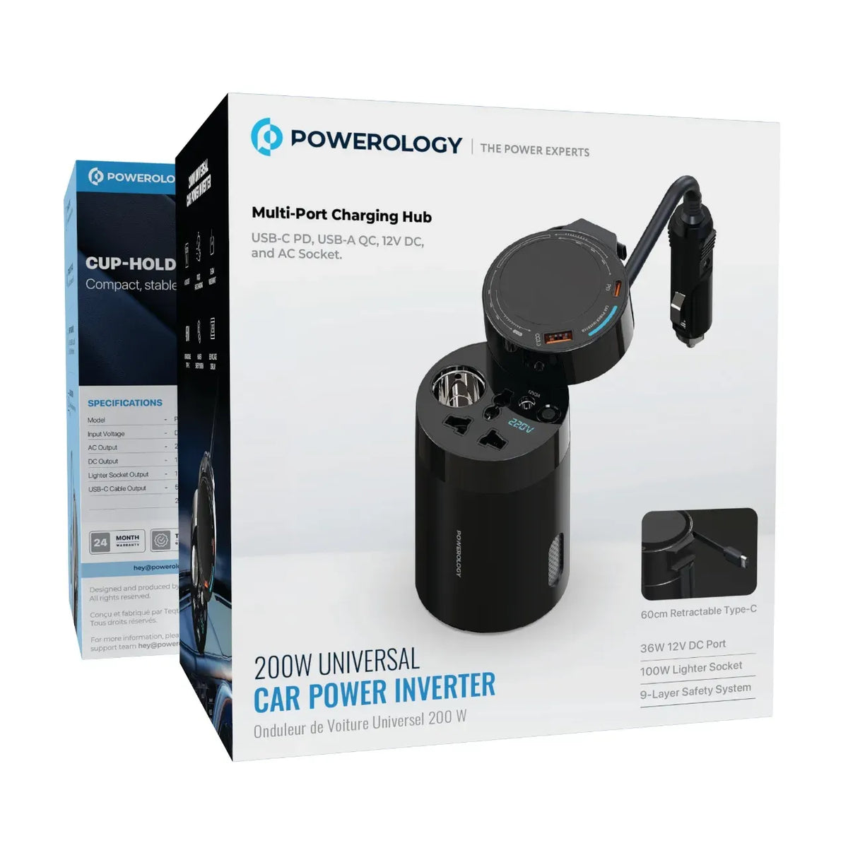 Powerology 200w Universal Car Power Inverter Black – image 5