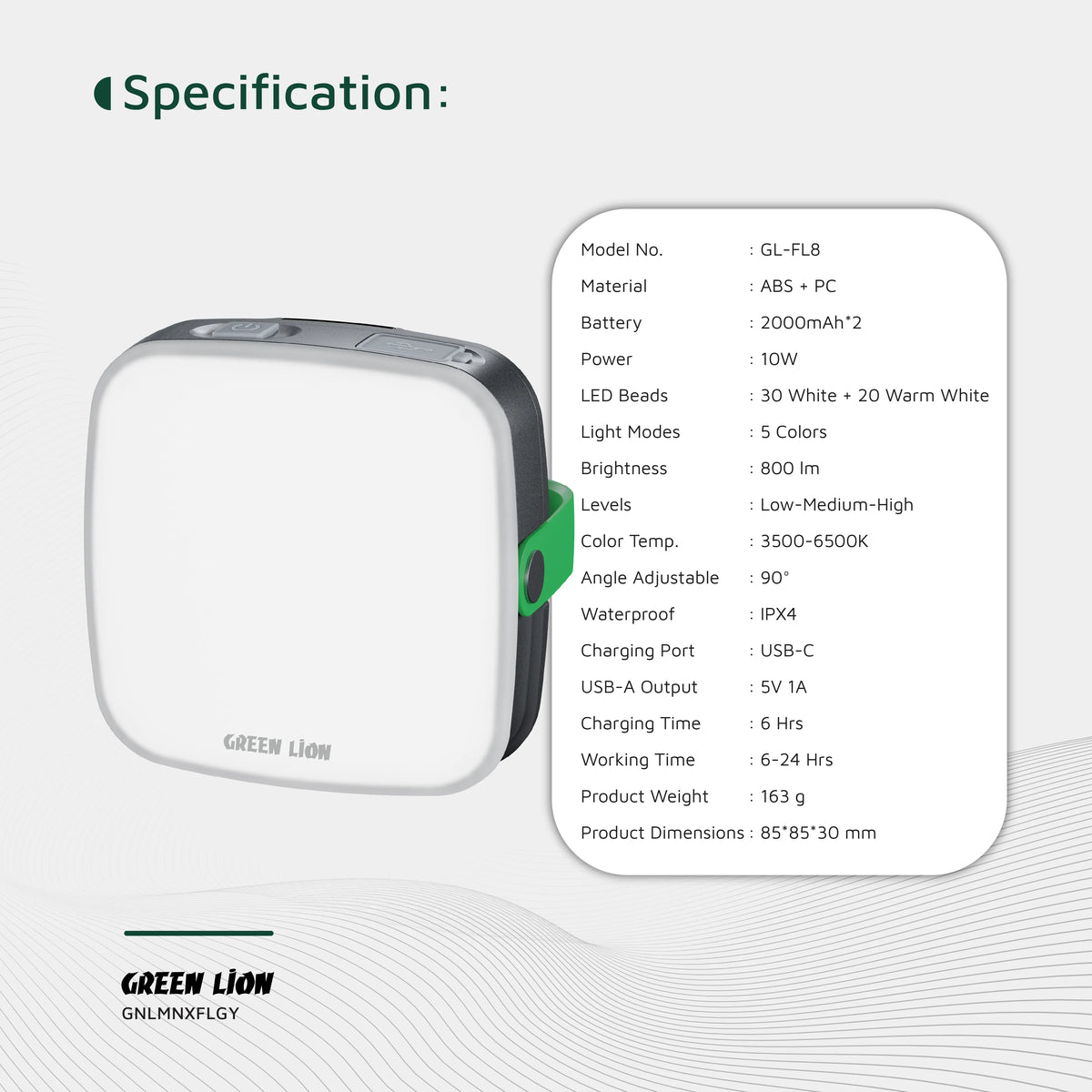 Green Lion Lumenix Portable LED Light with Power Bank 2000mahx2 Gray – image 12