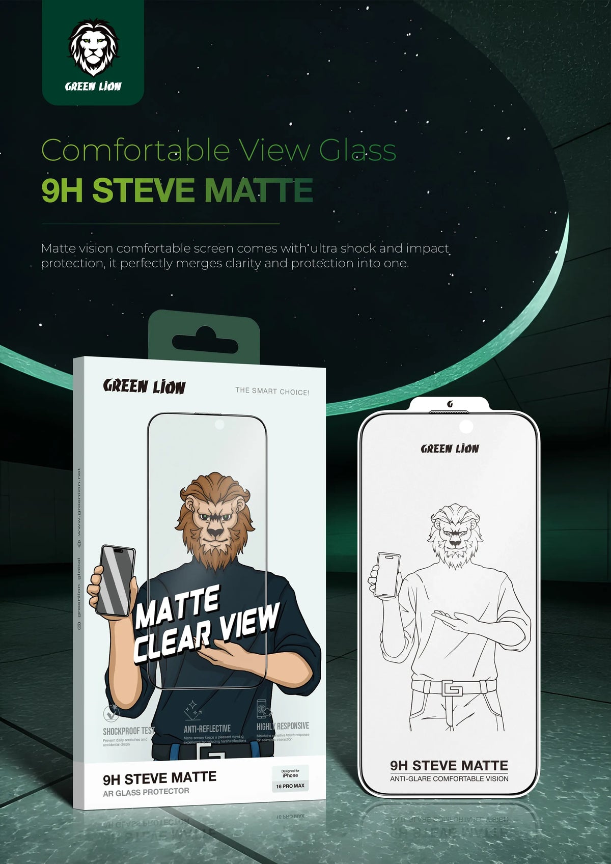 Green Lion 9 HSteve Matte AGGlass Protector - clear – image 11