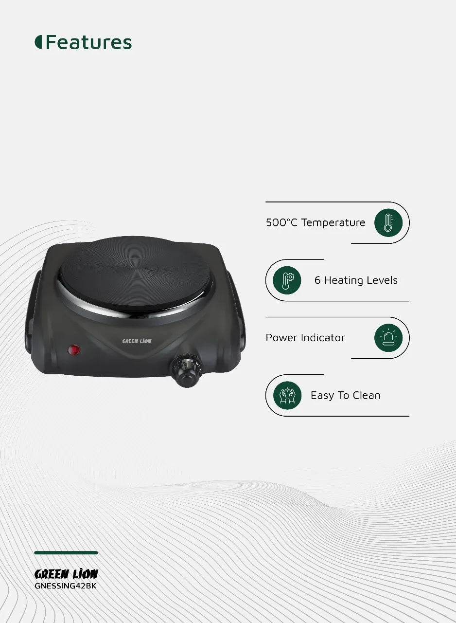 Green Lion Electric Stove Single Hot Plate Black – image 2