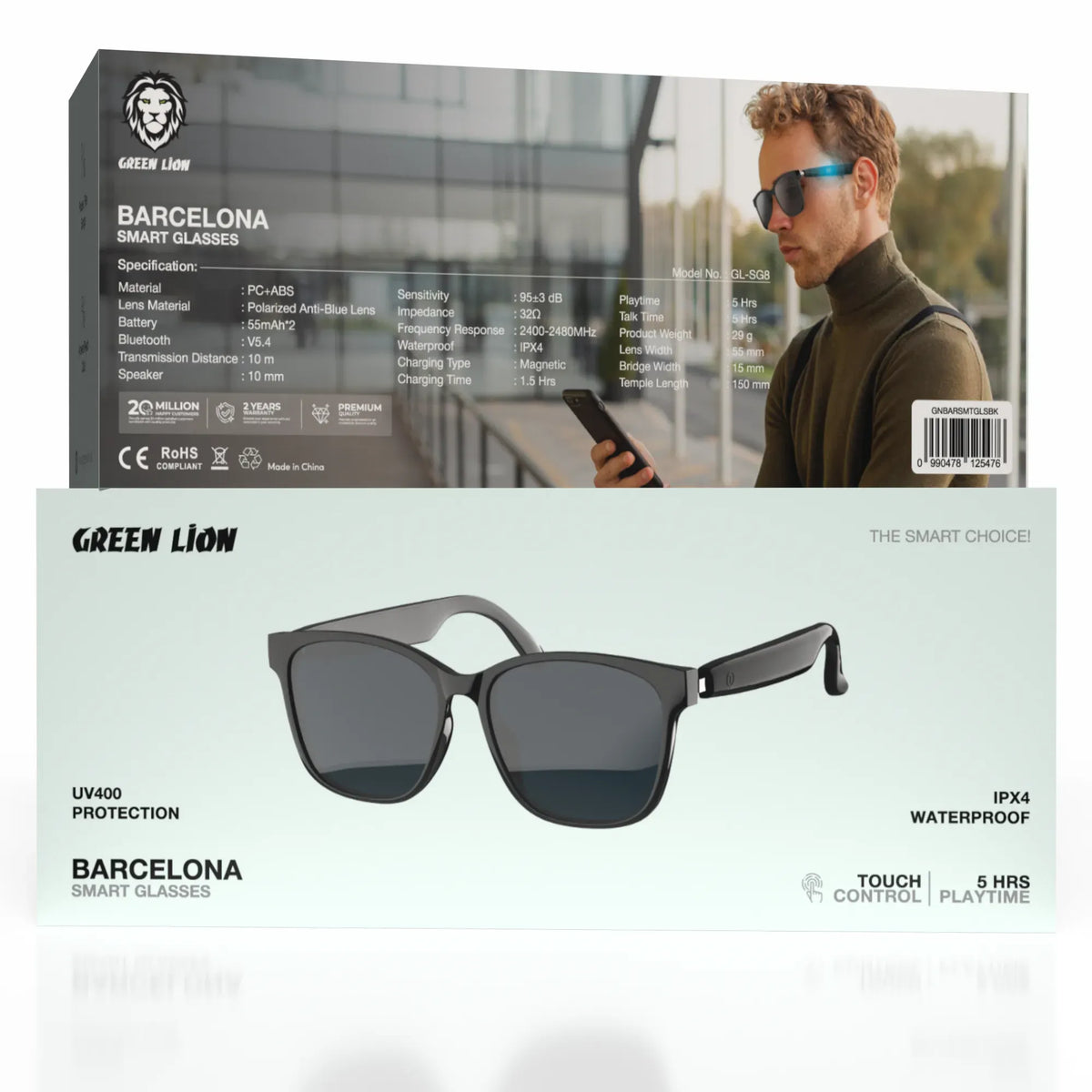 Green Lion Barcelona Smart Glasses Black – image 7