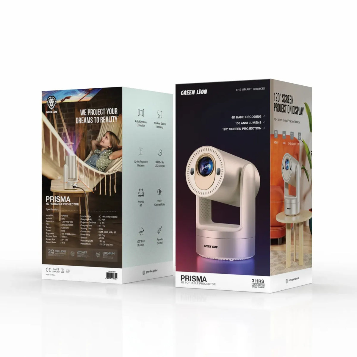 Green Lion Prisma 4 K Projector 5200 m Ah - Gold – image 4