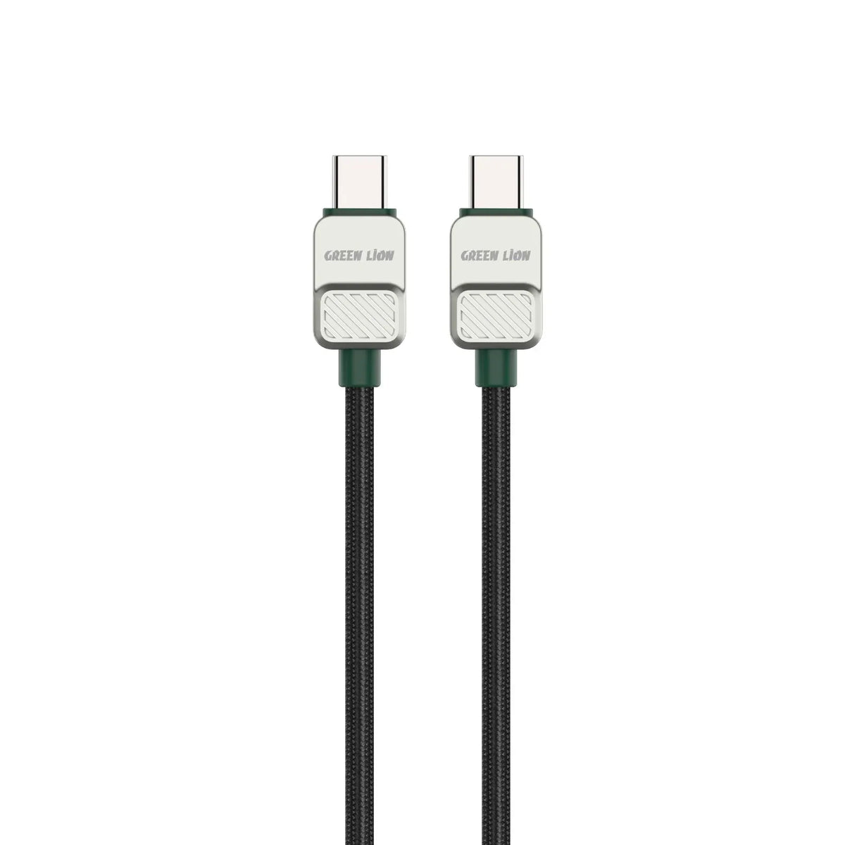 Green Lion USB C to USB C Electroplated Braided Cable Black Dark Green – image 2