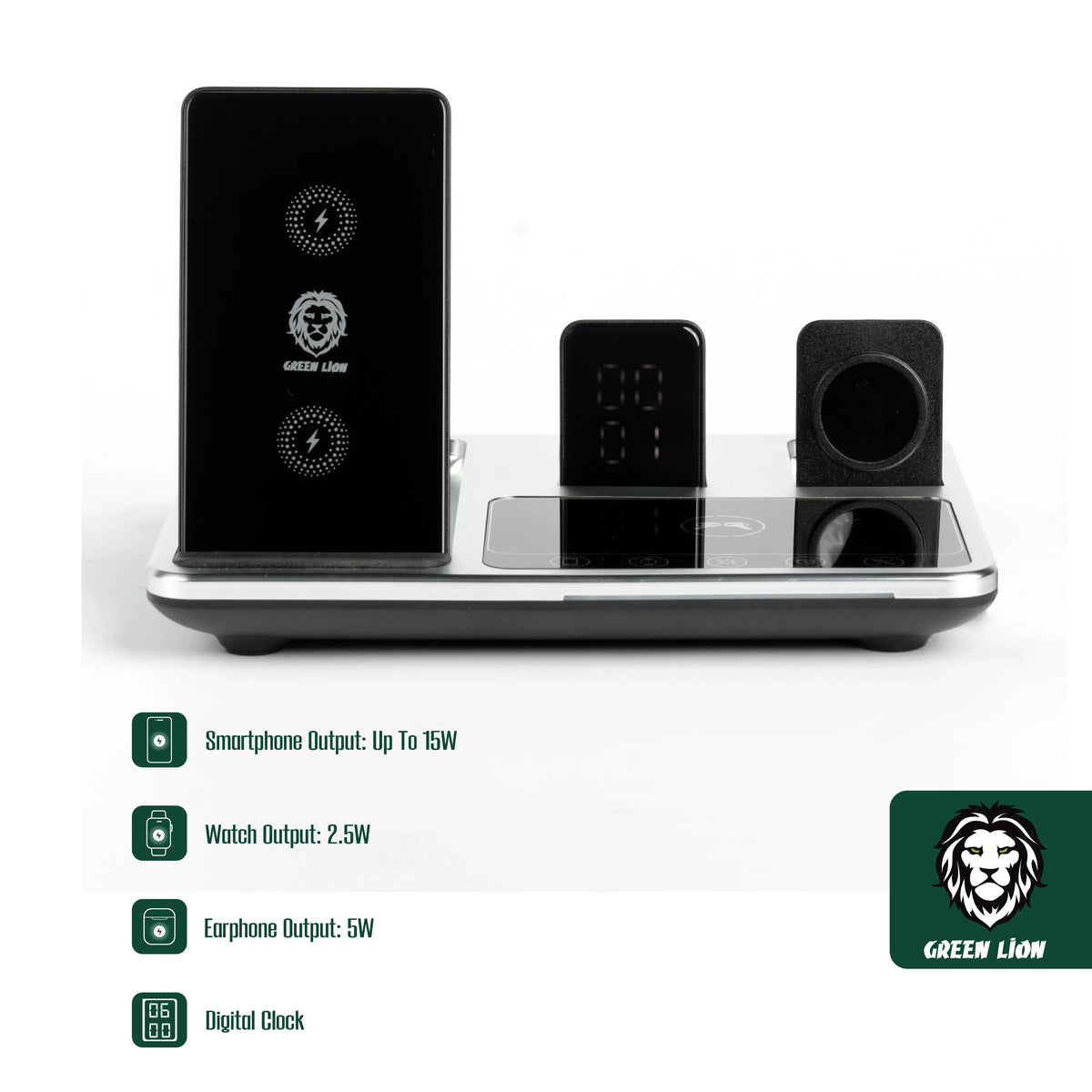 Green Lion 4 in 1 Wireless Charging Station Gray – image 7