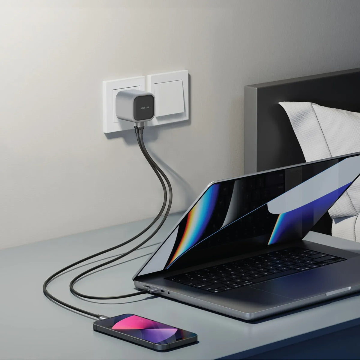 Green Lion Gan Adapter 45w 2 USB C Ports Grey – image 2