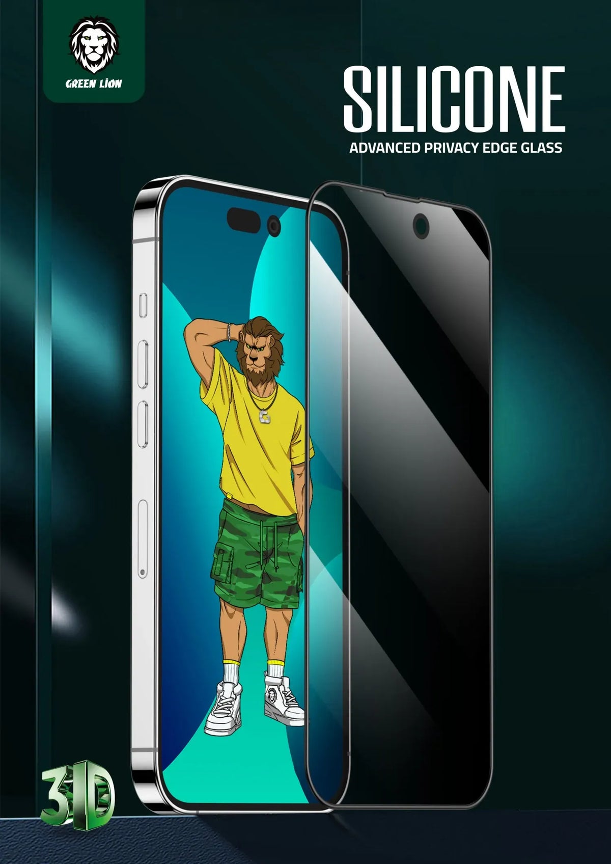 Green Lion 3 DSilicone Plus Screen Protector - Black Edge/Privacy – image 7